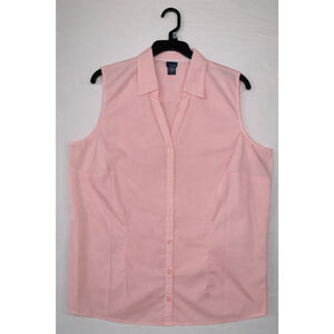 Vtg Kmart BASIC EDITIONS 2X Pink Sleeveless Camp Shirt NWT Deadstock Plus Size